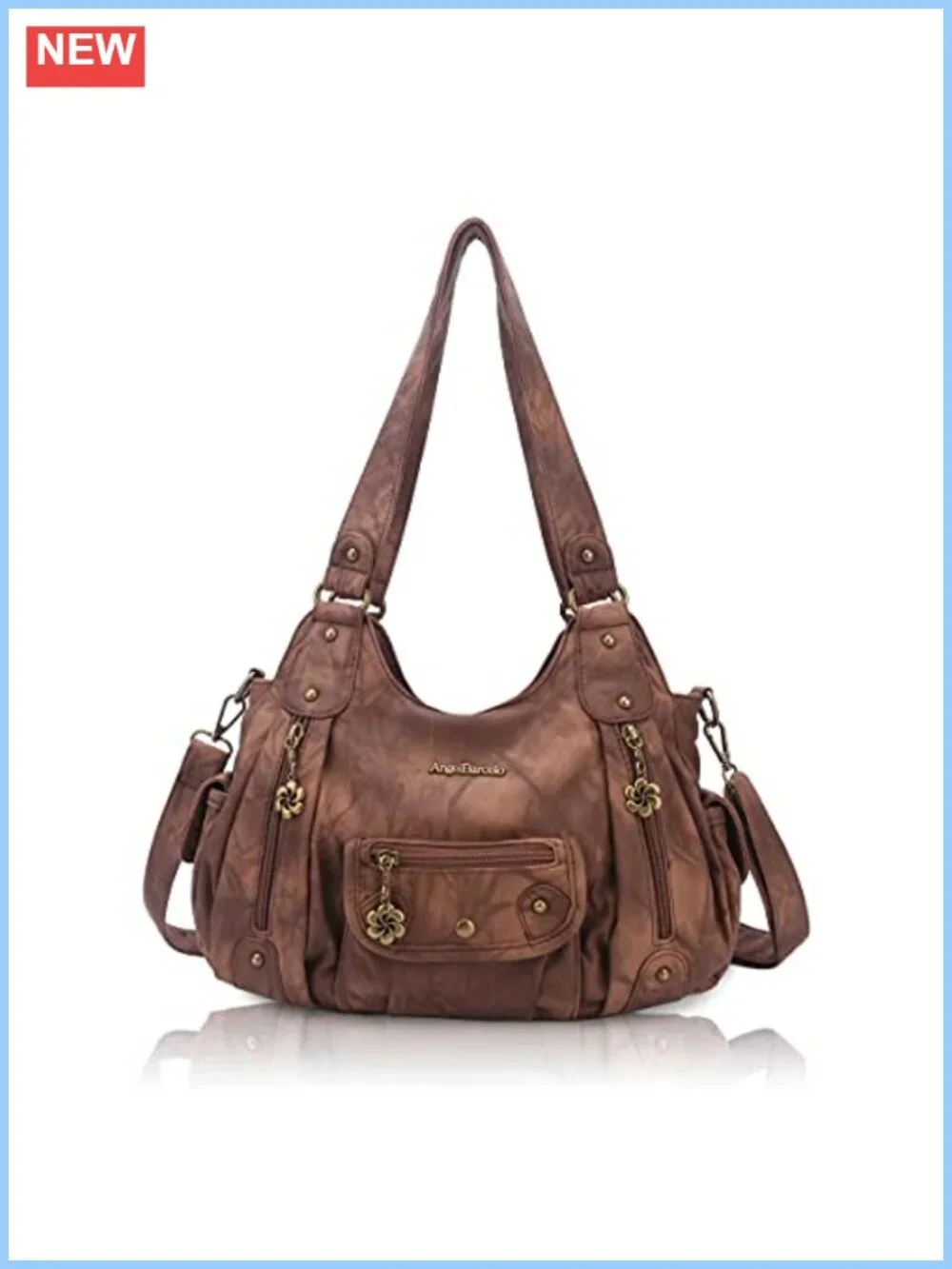 Women's Soft PU Leather Hobo Shoulder Bag Crossbody Purse with Multiple Pockets